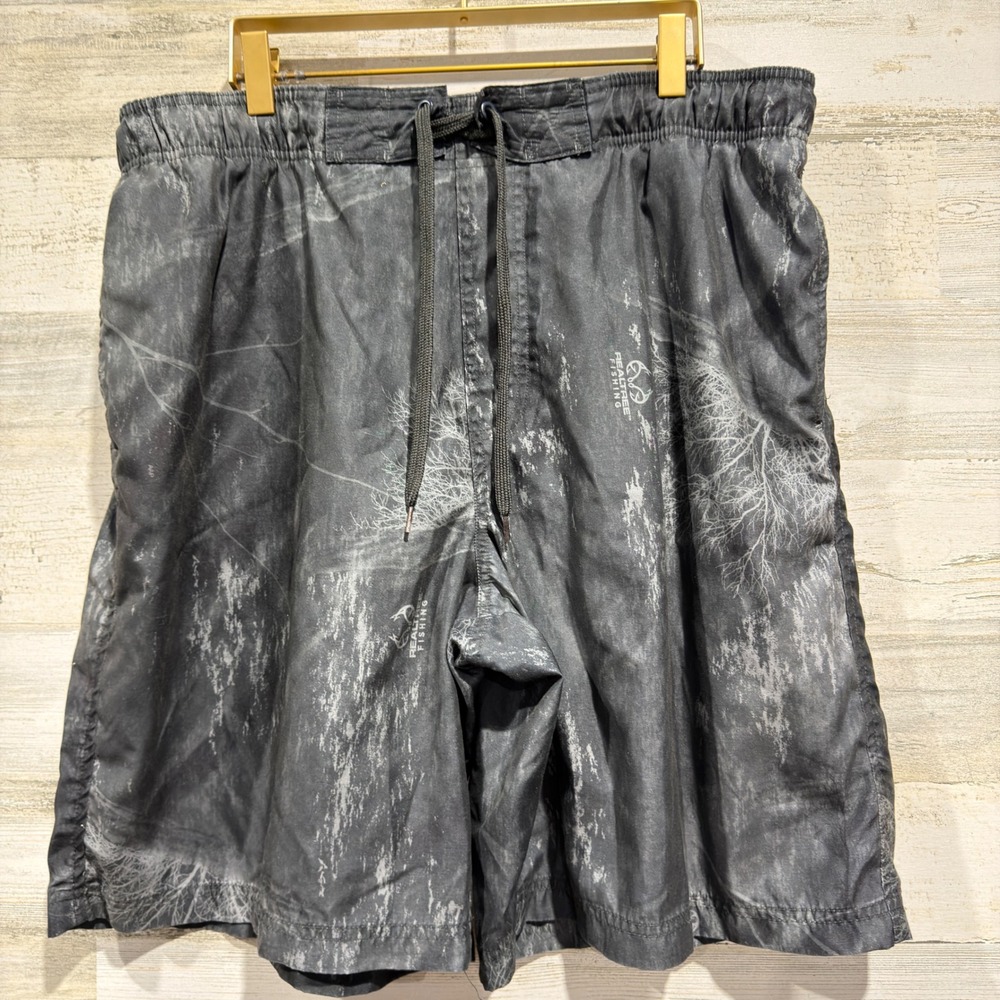 O'Rageous Realtree Fishing Shorts Men XL Black Camo Outdoors GUC*
